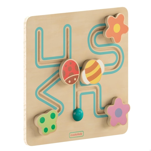 Flash Furniture Bright Beginnings Commercial Grade STEM Insect Sliding Maze Learning Board, Natural/Multicolor MK-MK00682-GG - main